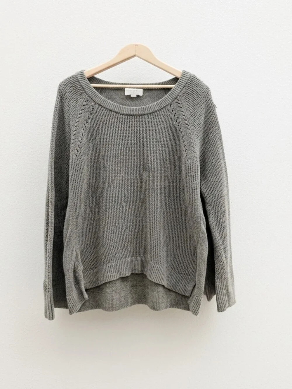 LOFT Heather Gray Scoop Neck Knit Sweater